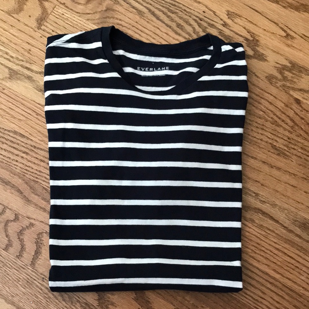Men’s Everlane stripe navy white T-shirt large